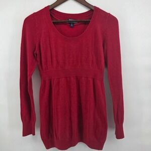 Old Navy Small Maternity Red Ribbed Empire Waist Long Sleeve Sweater Babydoll